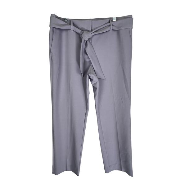 Loft Marisa Violet Purple Zip Up Straight Leg Fabric Belt Pockets Pants Size 14 - Picture 1 of 10